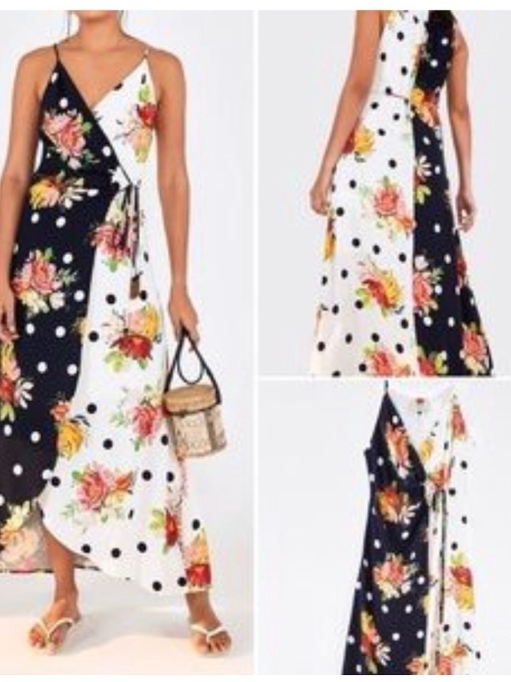 FARM Rio Black & White Floral Wrap Dress XL new with tag - Picture 12 of 12